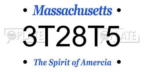 3T28T5 Massachusetts License Plate