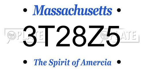 3T28Z5 Massachusetts License Plate