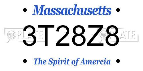 3T28Z8 Massachusetts License Plate