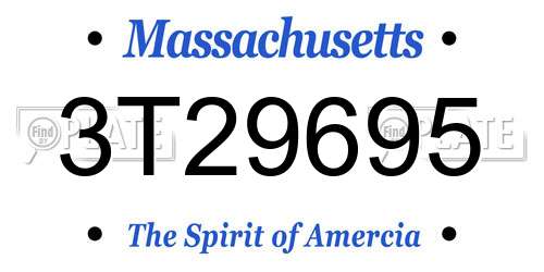 3T29695 Massachusetts License Plate