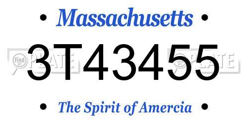 3T43455 Massachusetts License Plate