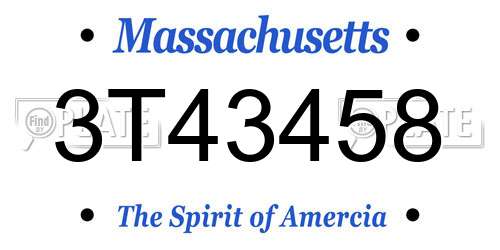 3T43458 Massachusetts License Plate