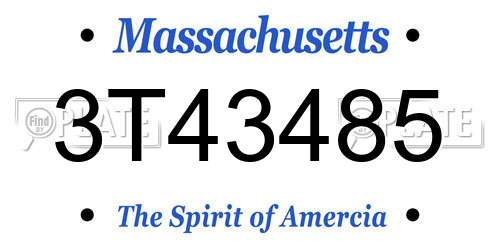 3T43485 Massachusetts License Plate