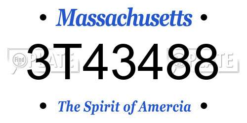 3T43488 Massachusetts License Plate