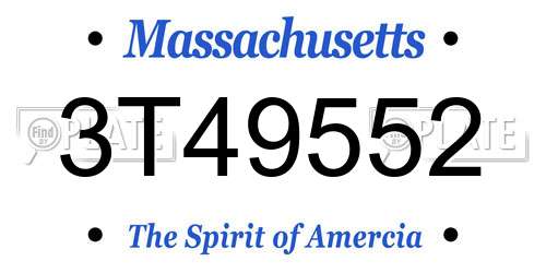 3T49552 Massachusetts License Plate
