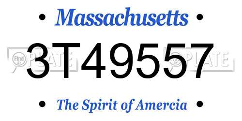 3T49557 Massachusetts License Plate