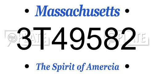 3T49582 Massachusetts License Plate