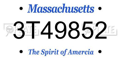 3T49852 Massachusetts License Plate
