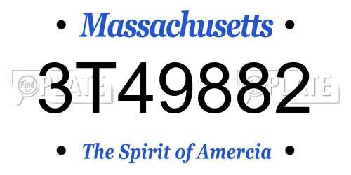 3T49882 Massachusetts License Plate
