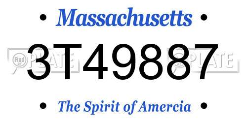 3T49887 Massachusetts License Plate