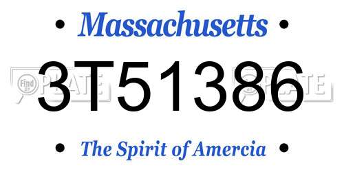 3T51386 Massachusetts License Plate