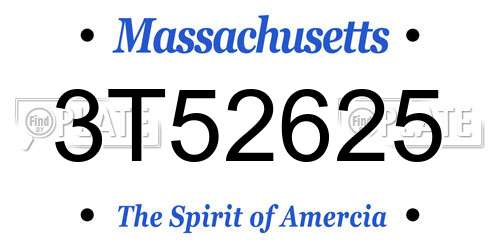 3T52625 Massachusetts License Plate