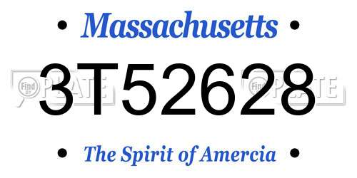 3T52628 Massachusetts License Plate
