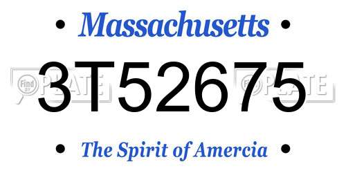 3T52675 Massachusetts License Plate