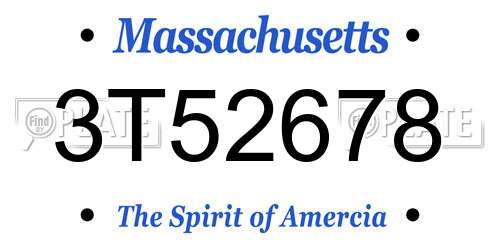 3T52678 Massachusetts License Plate