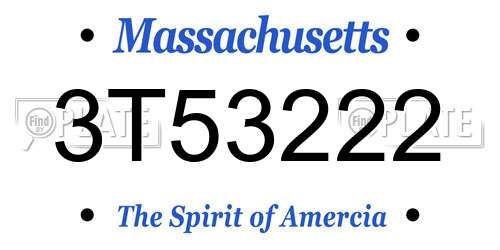 3T53222 Massachusetts License Plate