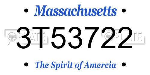 3T53722 Massachusetts License Plate