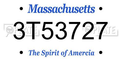 3T53727 Massachusetts License Plate