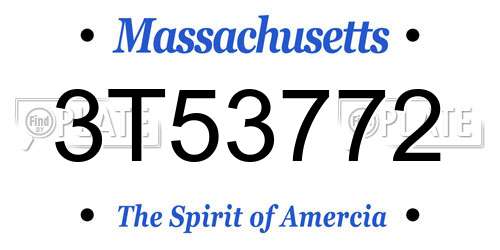 3T53772 Massachusetts License Plate