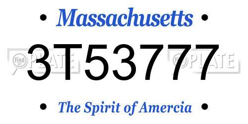 3T53777 Massachusetts License Plate