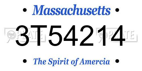 3T54214 Massachusetts License Plate