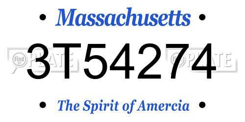 3T54274 Massachusetts License Plate
