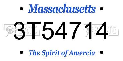 3T54714 Massachusetts License Plate