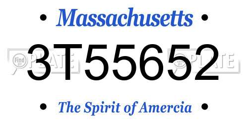 3T55652 Massachusetts License Plate