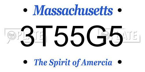 3T55G5 Massachusetts License Plate