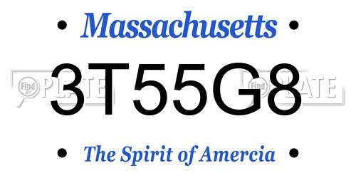 3T55G8 Massachusetts License Plate