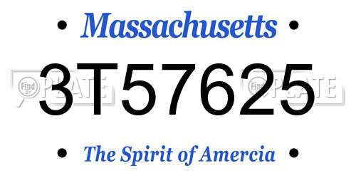 3T57625 Massachusetts License Plate