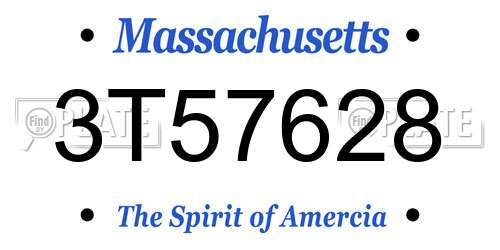 3T57628 Massachusetts License Plate