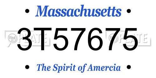 3T57675 Massachusetts License Plate