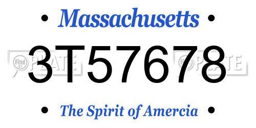 3T57678 Massachusetts License Plate
