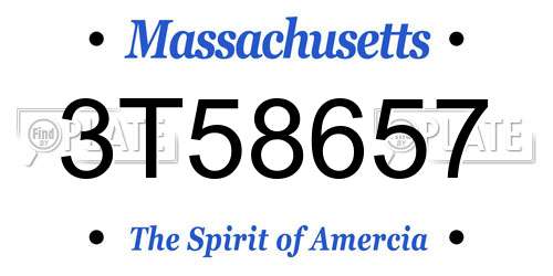 3T58657 Massachusetts License Plate