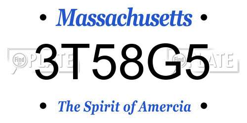 3T58G5 Massachusetts License Plate
