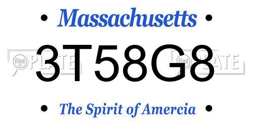3T58G8 Massachusetts License Plate
