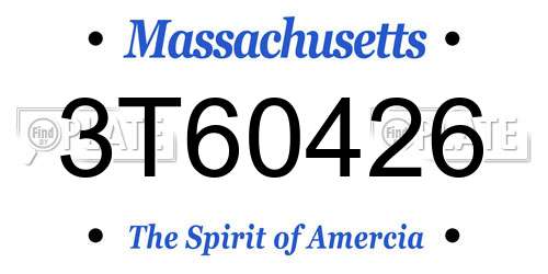 3T60426 Massachusetts License Plate