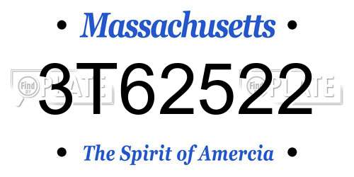 3T62522 Massachusetts License Plate