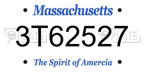 3T62527 Massachusetts License Plate