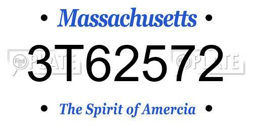 3T62572 Massachusetts License Plate