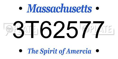 3T62577 Massachusetts License Plate