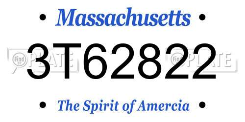3T62822 Massachusetts License Plate