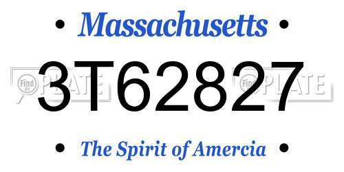 3T62827 Massachusetts License Plate