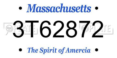 3T62872 Massachusetts License Plate