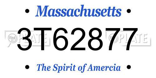 3T62877 Massachusetts License Plate