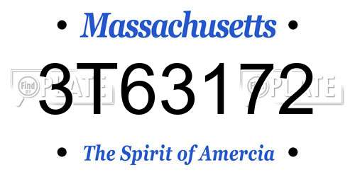 3T63172 Massachusetts License Plate