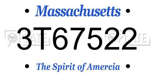 3T67522 Massachusetts License Plate