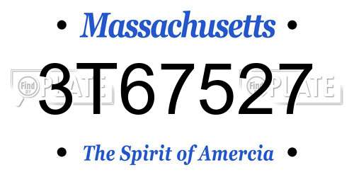 3T67527 Massachusetts License Plate