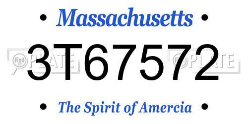 3T67572 Massachusetts License Plate